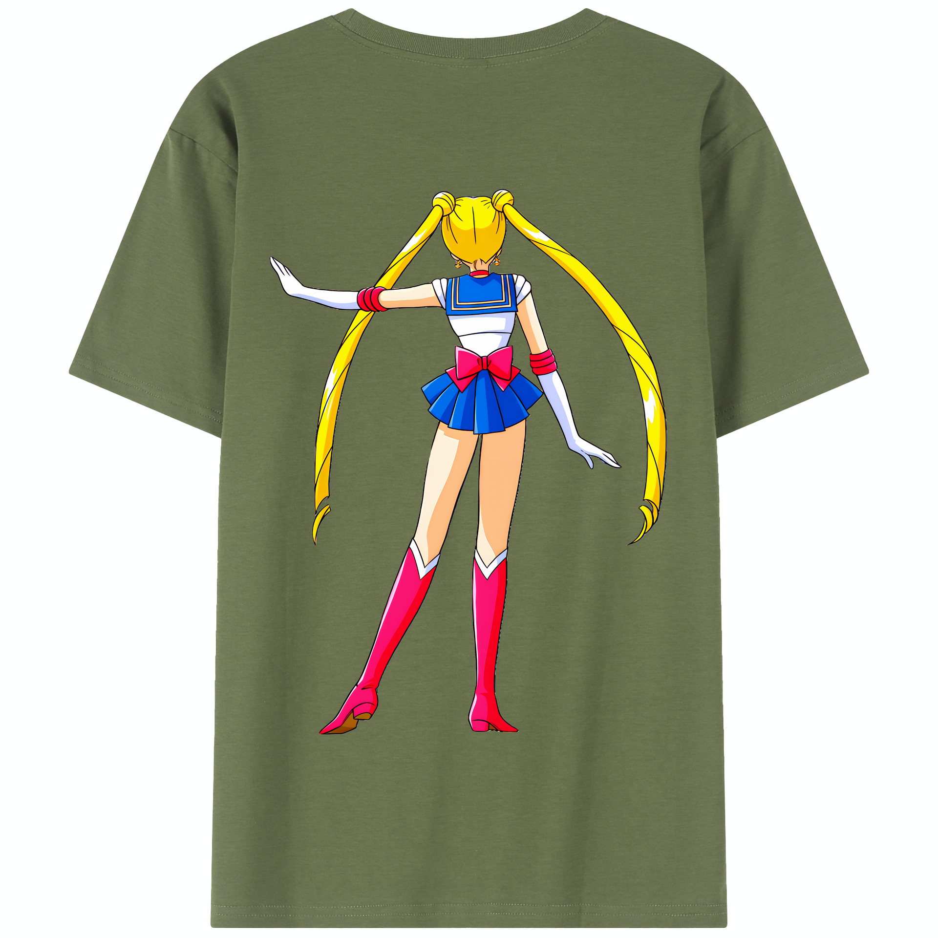 （画像用） 美少女戦士セーラームーン 月野 うさぎ つきの うさぎ Sailor Moon Tsukino Usagi 綿100％半袖Tシャツ（背面プリント）